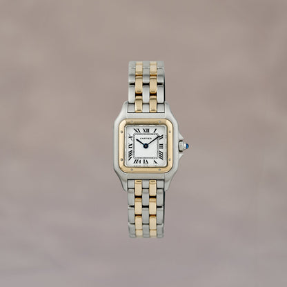 Cartier Panthere Small Two Tone Yellow Gold White Dial Small
