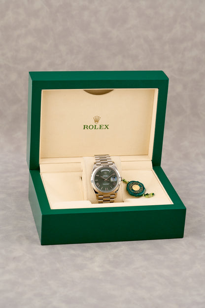 Rolex Day Date 40 White Gold Olive Green 40mm 2016