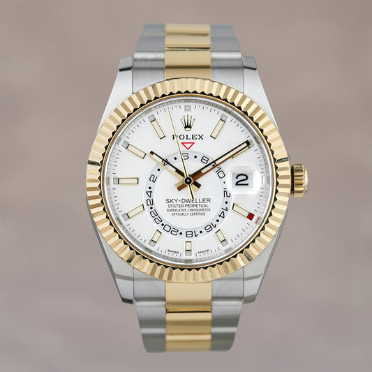 Rolex Sky Dweller 42 Two Tone Yellow Gold White Dial 42mm 2022