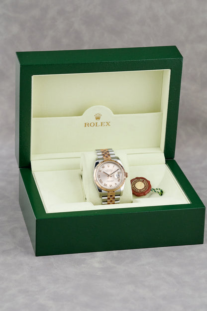 Rolex Datejust 36 Two Tone Rose Gold Salmon Roman Dial 116231 2006