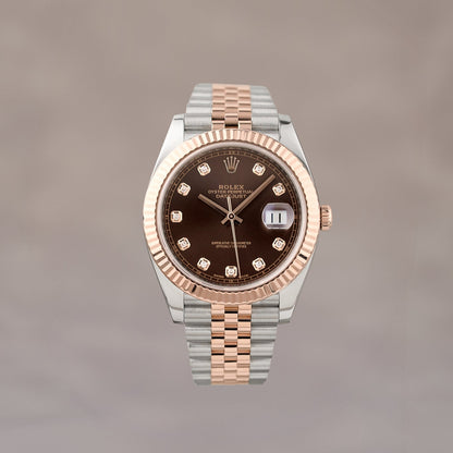 [RESERVED] Rolex Datejust 41 Two Tone Yellow Gold Choco w/ Diamond 41mm 126331 2018