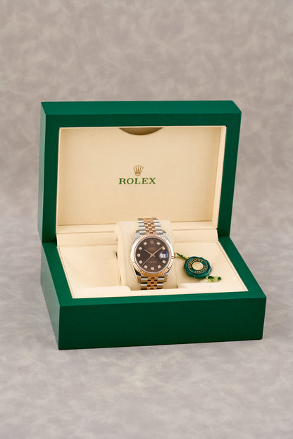 [RESERVED] Rolex Datejust 41 Two Tone Yellow Gold Choco w/ Diamond 41mm 126331 2018