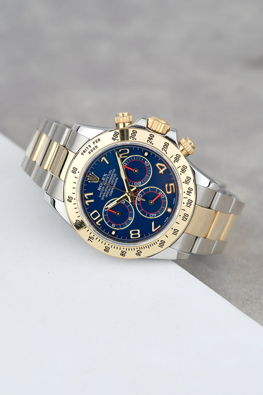 Rolex Cosmograph Daytona Two Tone Yellow Gold Blue Racing Dial 116523 2013