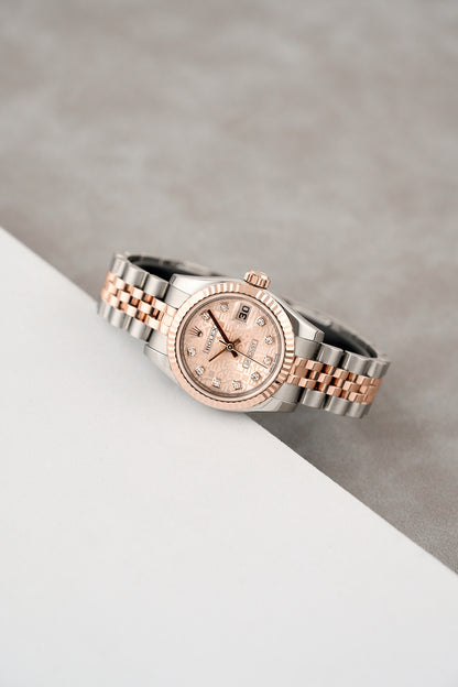 Rolex Lady Datejust 26 Two Tone Rose Gold Sundust Anniversary Dial With Diamonds 179171 2015