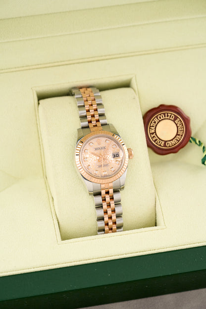 Rolex Lady Datejust 26 Two Tone Rose Gold Sundust Anniversary Dial With Diamonds 179171 2015