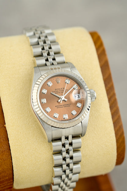 Rolex Datejust 26 Salmon Dial With Diamonds