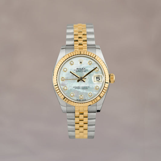Rolex Datejust 31 Two Tone Yellow Gold Mother of Pearl with Diamonds