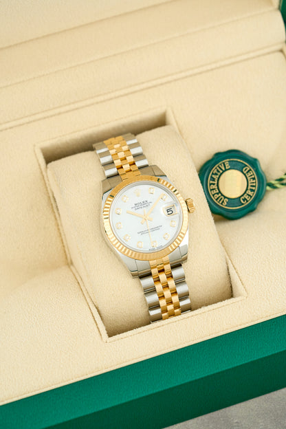 Rolex Datejust 31 Two Tone Yellow Gold Mother of Pearl with Diamonds