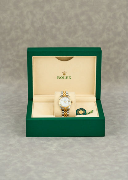 Rolex Datejust 31 Two Tone Yellow Gold Mother of Pearl with Diamonds