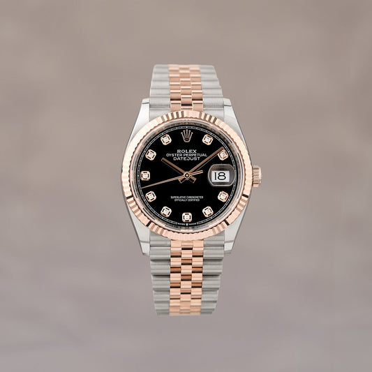 Rolex Datejust 36 Two Tone Everose Black Dial with Diamonds (Brand New)