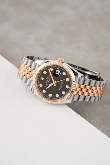 Rolex Datejust 36 Two Tone Rose Gold Black Dial With Diamonds 126231 2026 (Brand New)