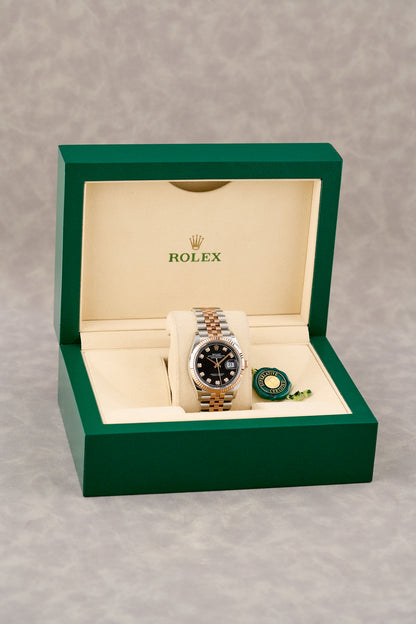 Rolex Datejust 36 Two Tone Rose Gold Black Dial With Diamonds 126231 2026 (Brand New)