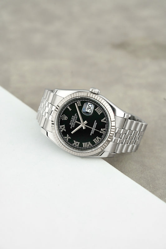 Rolex Datejust 36 Black Roman Dial