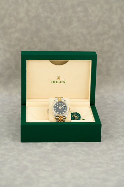 Rolex Datejust 41 Two Tone Yellow Gold Black Dial With Diamond Bezel