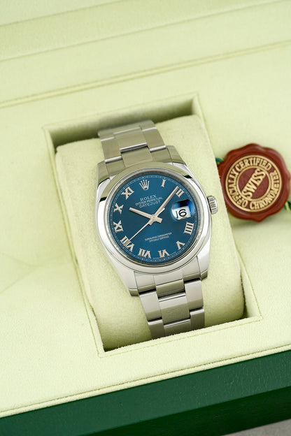 Rolex Datejust 36 Blue Roman 116200 2011