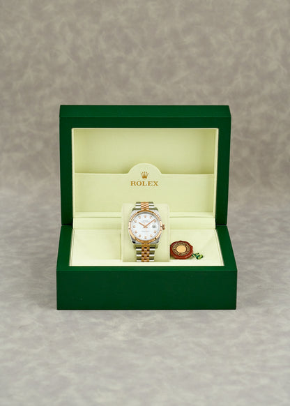 Rolex Datejust 36 Two Tone Everose White Dial with Diamonds