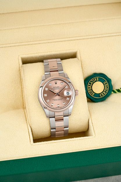 Rolex Datejust 31 Two Tone Everose Salmon with Diamonds