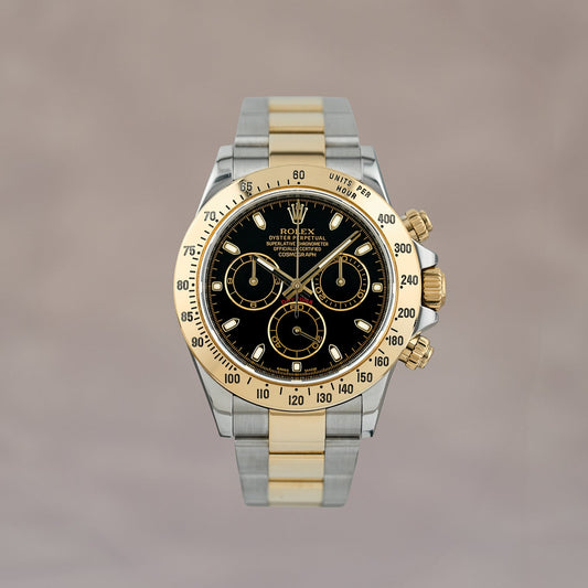 Rolex Cosmograph Daytona Two Tone Yellow Black Dial 116523 2004