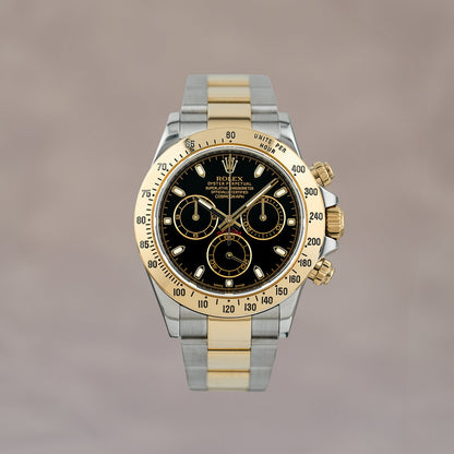 Rolex Cosmograph Daytona Two Tone Yellow Gold Black Dial 116523 2005