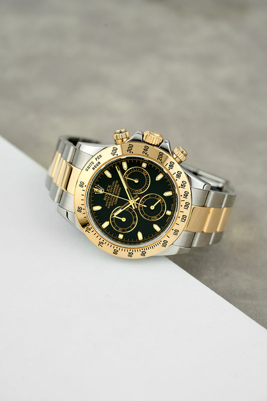 Rolex Cosmograph Daytona Two Tone Yellow Gold Black Dial 116523 2005