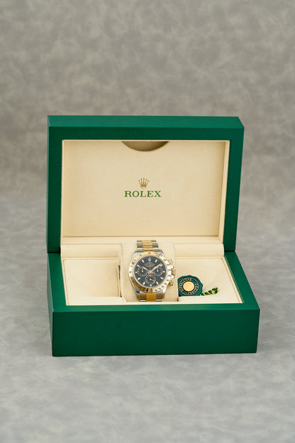 Rolex Cosmograph Daytona Two Tone Yellow Gold Black Dial
