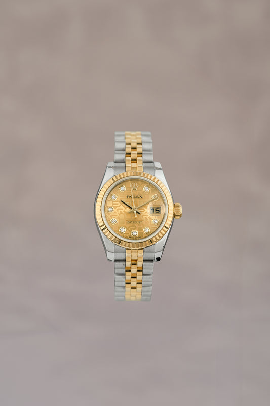 Rolex Datejust 26 Two Tone Yellow Gold Champagne Anniversary Dial with Diamonds