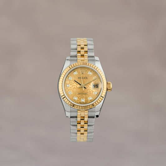 Rolex Datejust 26 Two Tone Yellow Gold Champagne Anniversary Dial with Diamonds