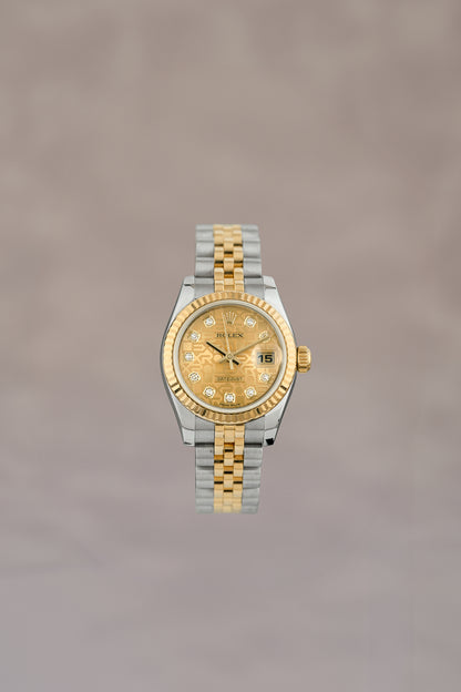 Rolex Datejust 26 Two Tone Yellow Gold Champagne Anniversary Dial with Diamonds