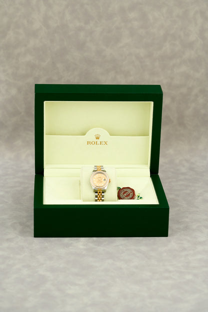 Rolex Lady Datejust 26 Two Tone Yellow Gold Champagne Crytal Flake With Diamond Markers and Bezel 179383 2015