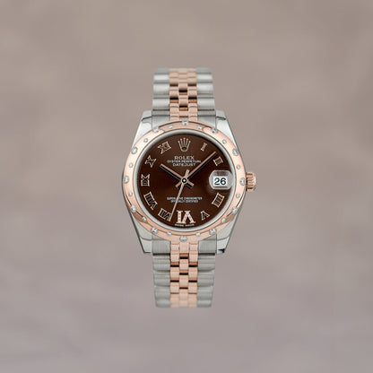 Rolex Datejust 31 Two Tone Everose Choco Roman VI Diamond Dial & Bezel