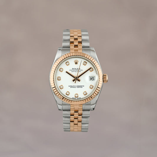 Rolex Datejust 31 Two Tone Everose White Dial With Diamonds