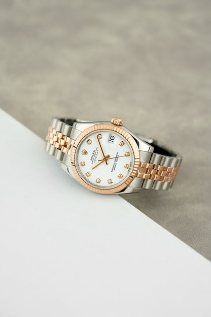 Rolex Datejust 31 Two Tone Everose White Dial With Diamonds