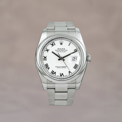 Rolex Datejust 36 White Roman Dial 116200 2018