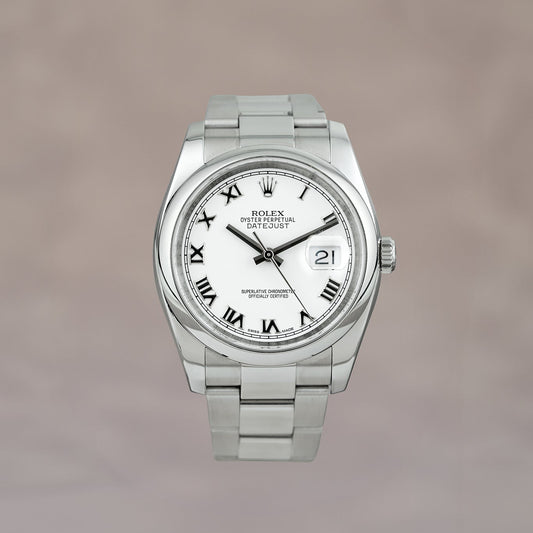 Rolex Datejust 36 White Roman Dial 116200 2018