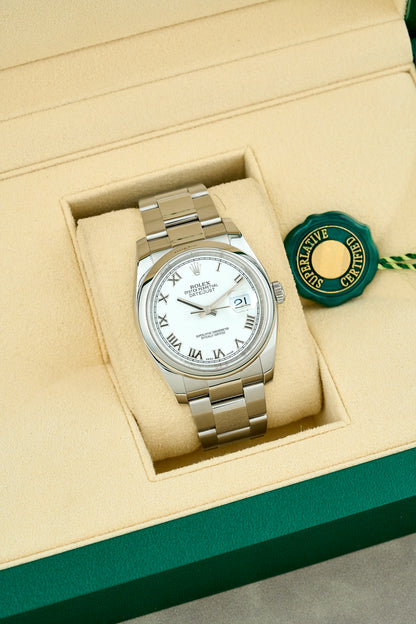 Rolex Datejust 36 White Roman Dial 116200 2018