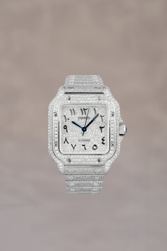 Cartier Santos De Cartier Iced Out Arabic Dial