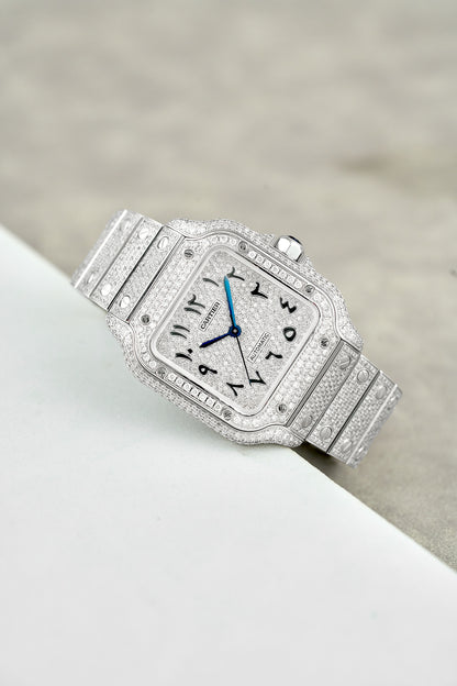 Cartier Santos De Cartier Iced Out Arabic Dial