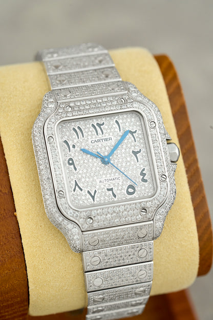 Cartier Santos De Cartier Iced Out Arabic Dial