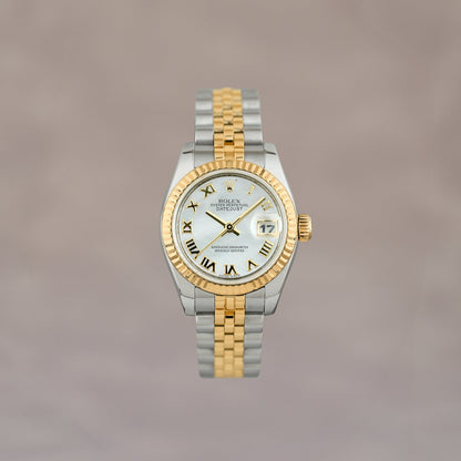 Rolex Datejust 26 Two Tone Yellow Gold Mother of Pearl Roman