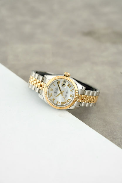 Rolex Datejust 26 Two Tone Yellow Gold Mother of Pearl Roman