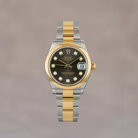 Rolex Datejust 31 Two Tone Yellow Gold Rhodium Dial With Diamonds