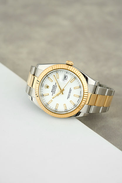 Rolex Datejust 41 Two Tone Yellow Gold White Dial