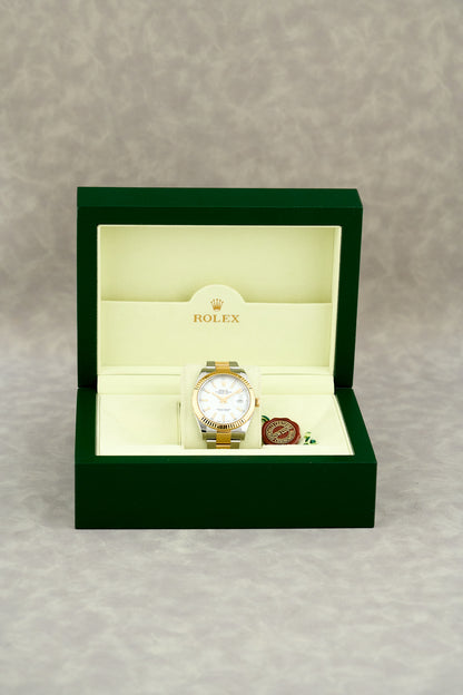 Rolex Datejust 41 Two Tone Yellow Gold White Dial