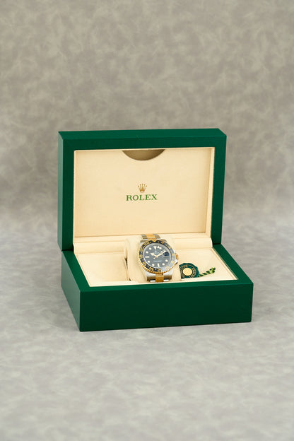 Rolex GMT-Master II Two Tone Yellow Gold Green Arrow 116713LN 2014