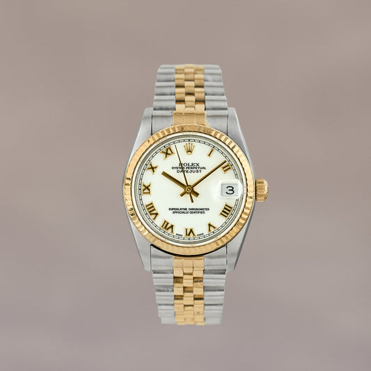 Rolex Datejust 31 Two Tone Yellow Gold White Roman Dial 78273 2002