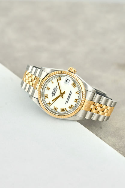 Rolex Datejust 31 Two Tone Yellow Gold White Roman Dial 78273 2002