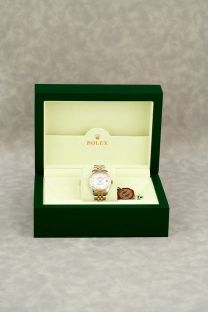 Rolex Datejust 31 Two Tone Everose Mother Of Pearl Dial With Diamonds