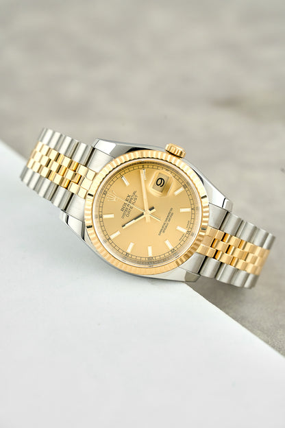 Rolex Datejust 36 Two Tone Yellow Gold Champage Dial
