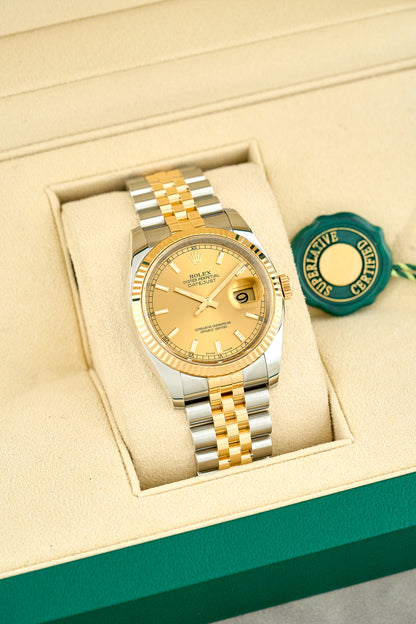 Rolex Datejust 36 Two Tone Yellow Gold Champage Dial