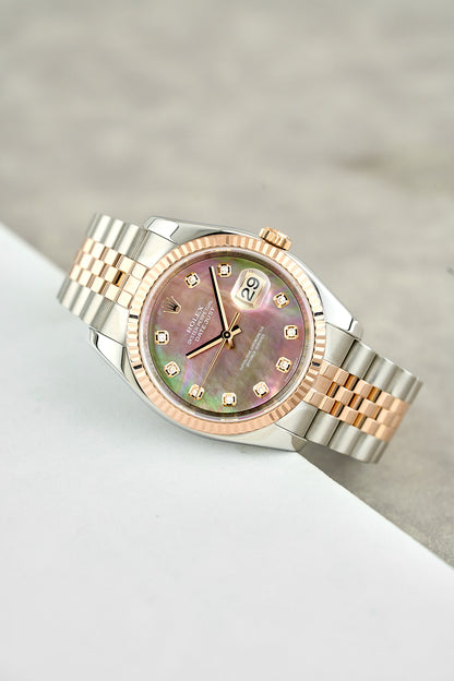 Rolex Datejust 36 Two Tone Everose Tahitian Mother of Pearl